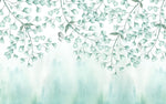 Tapet personalizat leaf cu frunze si fluturi verzi albastrui teal leaves&butterflies
