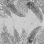 Tapet personalizat leaf cu frunze tropicale in nuante de gri grey leaves
