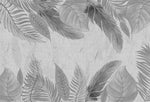 Tapet personalizat leaf cu frunze tropicale in nuante de gri grey leaves