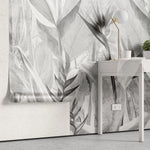 Tapet personalizat leaf cu planta paradisului in nuante de gri grey bird's paradise