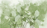 Tapet personalizat leaf cu frunze de philondendron rugosum pe fundal verde in stil watercolor green philodendron rugosum