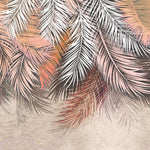 Tapet personalizat leaf cu frunze de palmier in nuante rose si alb rose palm leaves
