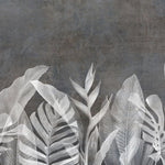 Tapet personalizat leaf cu frunze tropicale in alb negru x ray