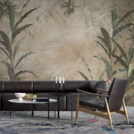 Tapet personalizat leaf cu frunze tropicale pe fundal sepia sepia leaves