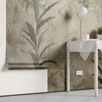 Tapet personalizat leaf cu frunze tropicale pe fundal sepia sepia leaves