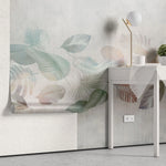 Tapet personalizat leaf cu frunze tropicale in nuante paradisiace leaves's paradise