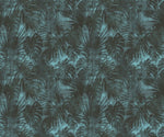 Tapet tropical personalizat cu frunze tropicale de monstera si palmieri pe un fundal albastru inchis aqua dark vegetation