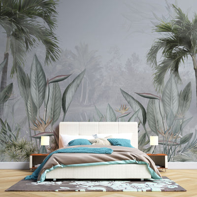 fototapet-personalizat-tropical-intr-un-peisaj-de-jungla-cu-palmieri-tropicali-si-planta-paradisului-bird-of-paradise