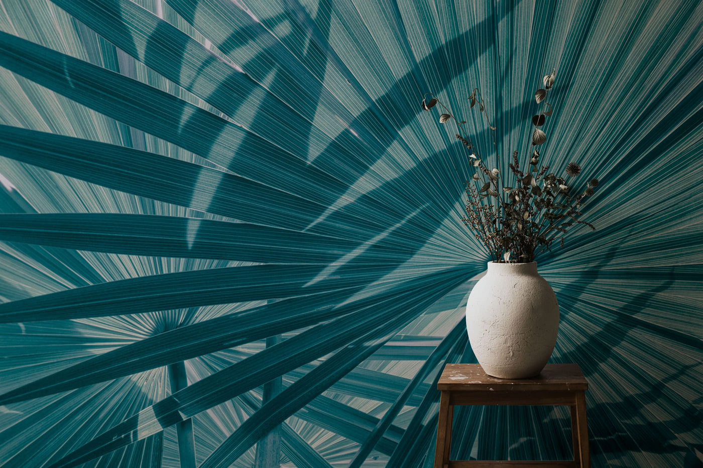Tapet personalizat - CYAN TONE PALMS