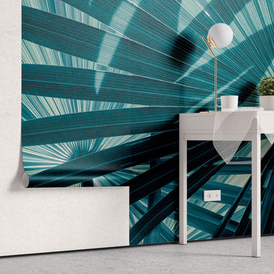 Tapet personalizat - CYAN TONE PALMS