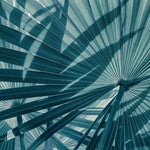 Tapet tropical personalizat cu frunze tropicale de palmier apak in tonuri de albastru cyan cyan tone palms