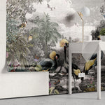 Tapet tropical personalizat tropical cu aspect de Tablou cu peisaj din jungla tropicala cu pasari si plante exotice exotic canvas