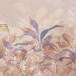 Tapet tropical personalizat cu o selectie de frunze de sterilitia bananier si palmier in nuante rose gold pastelate cu efect de pictura rose wilderness