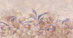 Tapet tropical personalizat cu o selectie de frunze de sterilitia bananier si palmier in nuante rose gold pastelate cu efect de pictura rose wilderness