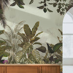 Tapet tropical personalizat cu plante tropicale  frunze tropicale de monstera bananier palmier flori tropicale efect de jungla amazoniana tropical canvas