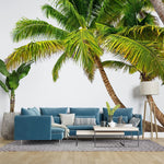 Tapet personalizat tropical cu palmier pe un fundal alb hawaii