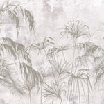 Tapet personalizat tropical cu bambus pe un fundal deschis white jungle