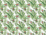 Tapet personalizat tropical cu pasari tropicale colorate printre frunze verzi de palmier tropical palm exotic birds