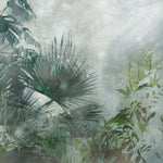 Tapet personalizat tropical cu jungla tropicala in nuante intense de verde cyan deep cyan jungle