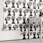 Tapet personalizat african abstract cu femeie cu turban african pe fundal alb african woman