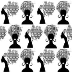 Tapet personalizat african abstract cu femeie cu turban african pe fundal alb african woman