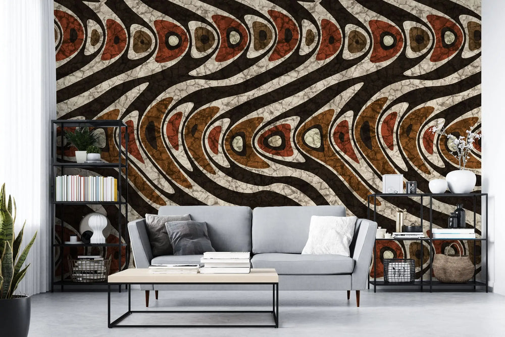 Tapet personalizat mozaic cu forme abstracte in nuante ciocolatii chocolate marble