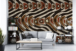 Tapet personalizat mozaic cu forme abstracte in nuante ciocolatii chocolate marble