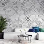 Tapet personalizat mozaic cu modele de ceramica gri grey ceramic