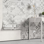 Tapet personalizat mozaic cu modele de ceramica gri grey ceramic