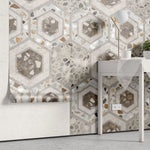 Tapet personalizat mozaic cu model de granit in nuante de bej si maro beige granit