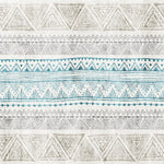 Tapet personalizat mozaic cu model aztec ikat in nuante de turcoaz si bej turqoise ikat