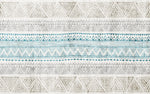 Tapet personalizat mozaic cu model aztec ikat in nuante de turcoaz si bej turqoise ikat
