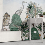 Tapet personalizat oriental cu pasari si plante exotice japoneze exotic sky