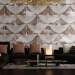 Tapet personalizat oriental cu egrete albe printre nori pe un fundal inchis flying egrets