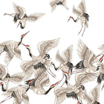 Tapet personalizat oriental cu cocori japonezi pe un fundal alb japanese crane