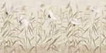 Tapet personalizat oriental cu cocori japonezi zburand printre plante de stuf reed cranes
