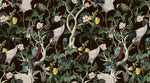 Tapet personalizat oriental cu cocori japonezi si fazani intr o jungla exotica orientala inflorita oriental jungle