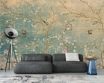 Fototapet personalizat zen oriental cu motive chinezesti in stil chinoiserie vintage in nuante calde vintage chinoiserie