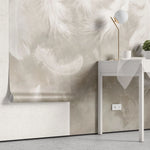 Tapet personalizat zen oriental cu pene albe pe un fundal bej feathers