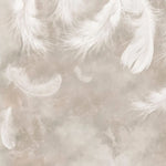 Tapet personalizat zen oriental cu pene albe pe un fundal bej feathers
