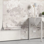 Tapet personalizat zen oriental cu flori albe pe un fundal bej deschis serenity light