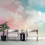 Tapet personalizat zen oriental cu nori visatori roz si albastri pink clouds