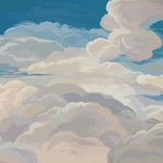 Tapet personalizat zen oriental cu nori albi pictati pe cerul albastru painted clouds