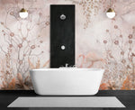 Tapet personalizat zen oriental in stil chinoiserie cu copaci infloriti si flamingo roz flamingo chinoiserie