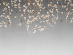 Fototapet personalizat zen oriental in stil chinoiserie cu ramuri inflorite pe un fundal gri degrade degrade chinoiserie