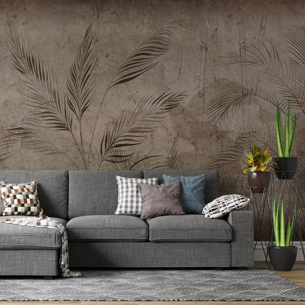 Tapet personalizat zen oriental cu padure tropicala in nuante sepia sepia rainforest