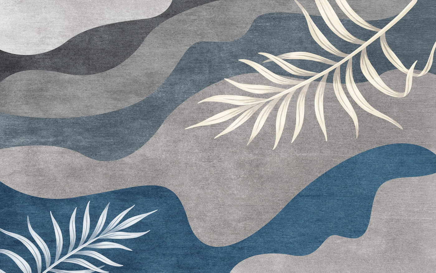 Tapet personalizat - WAVE LEAVES BLUE