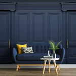 Tapet personalizat arhitectural walls cu ancadramente de perete in nuante de albastru inchis deep blue