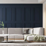 Tapet personalizat arhitectural walls cu ancadramente de perete in nuante de albastru inchis deep dark blue
