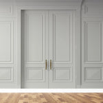 Tapet personalizat arhitectural walls cu ancadramente de perete si usi in nuante de gri deschis light grey doors